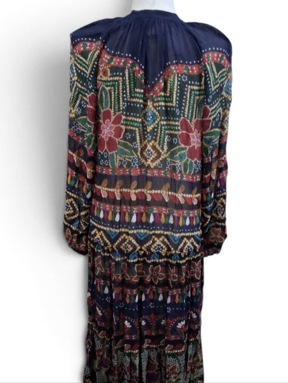 NWT FARM RIO Graphic Shine Maxi Dress Small Metallic Lurex Coin Sequin Hem $275 - Picture 8 of 13